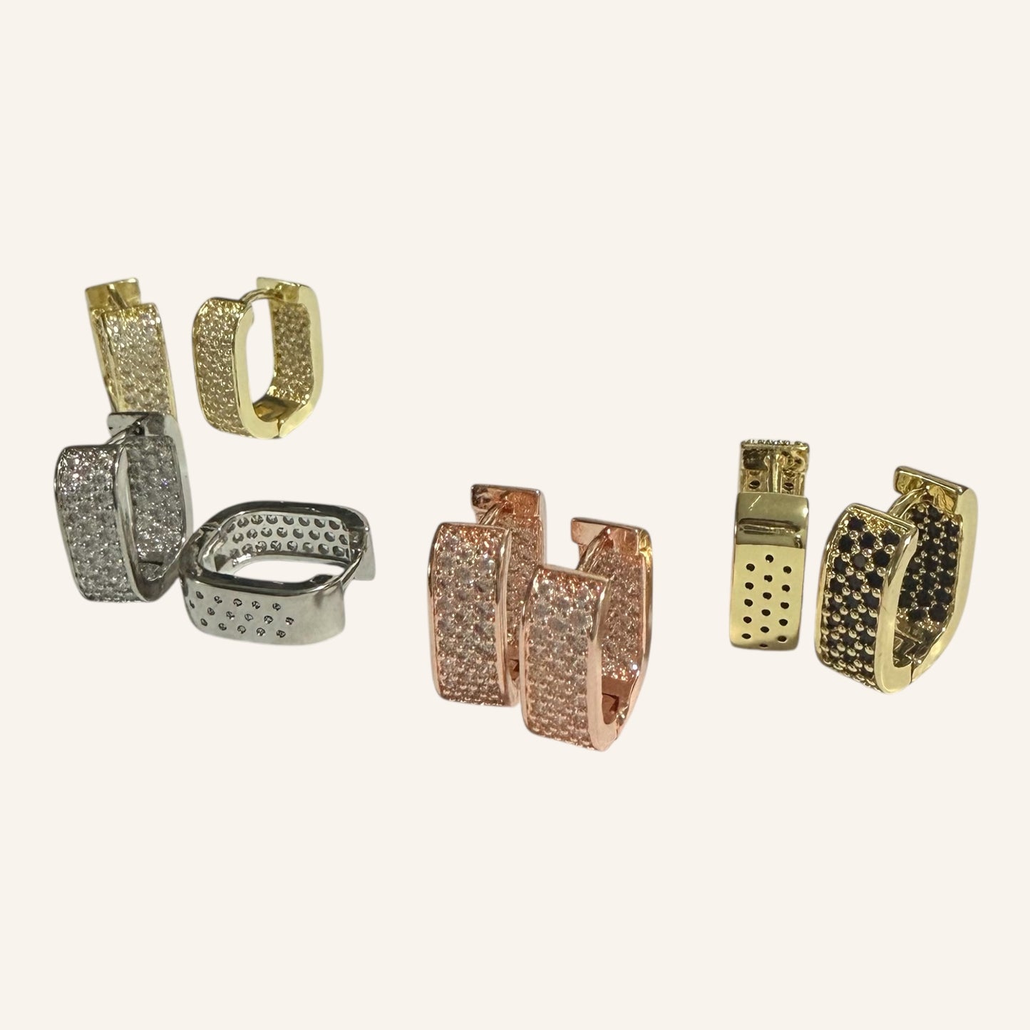 Rectangle Pavé Hoop Earrings
