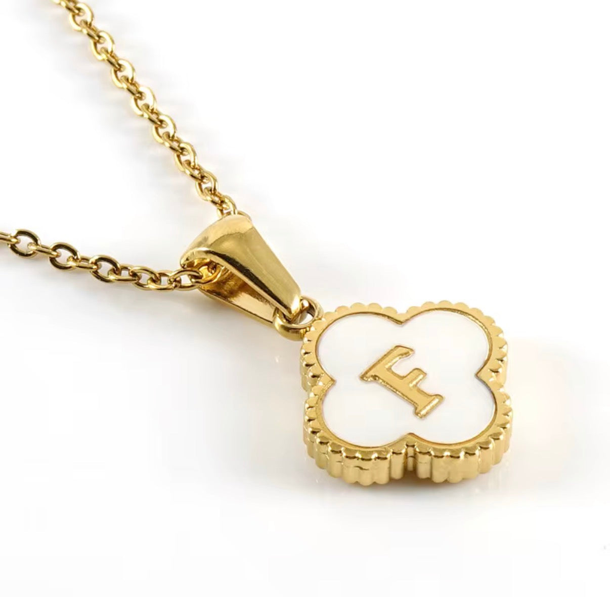 Aura Clover Initial Necklace.