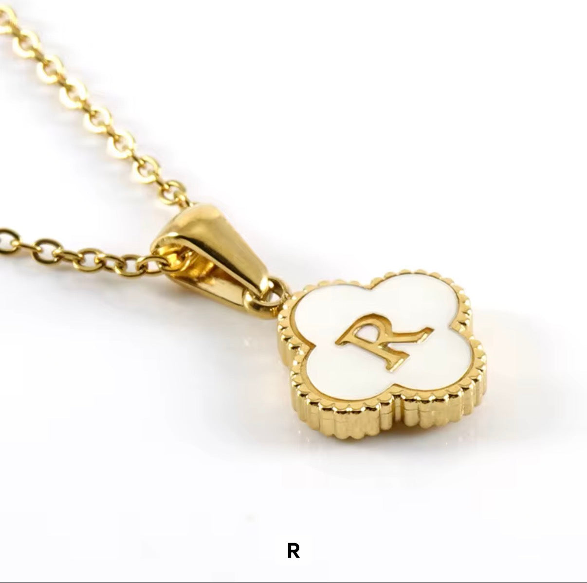 Aura Clover Initial Necklace.