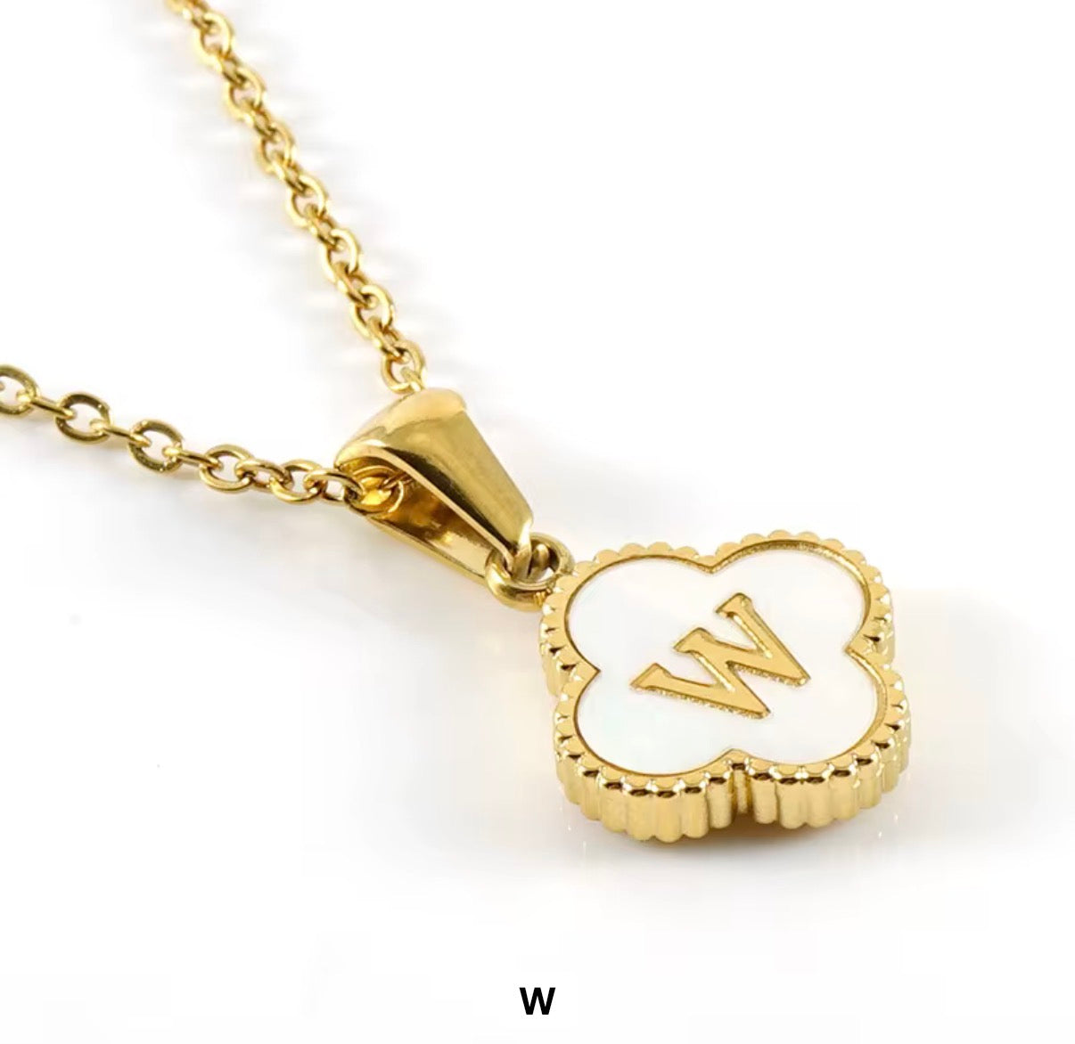 Aura Clover Initial Necklace.