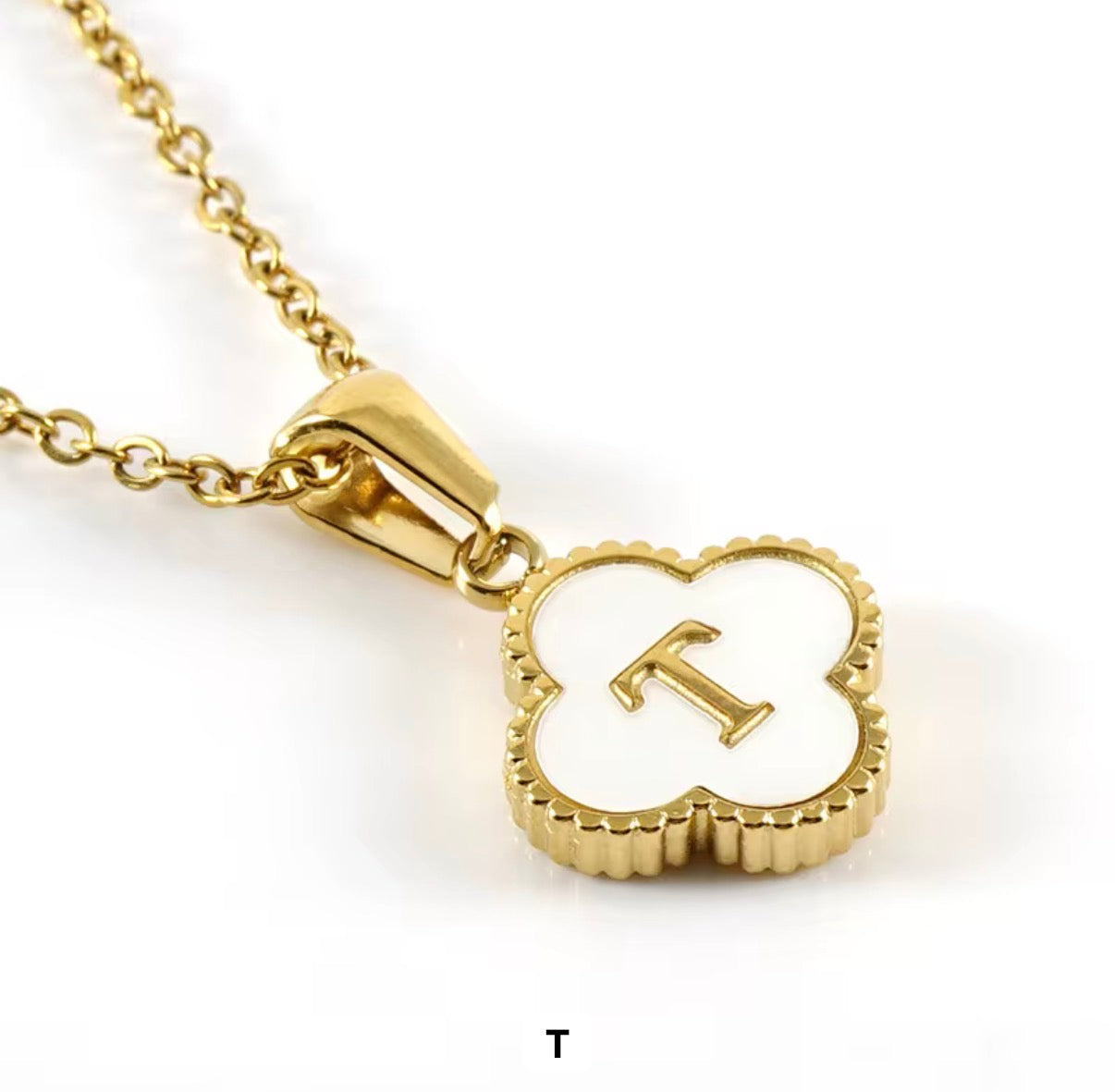 Aura Clover Initial Necklace.