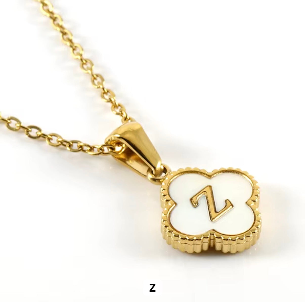 Aura Clover Initial Necklace.