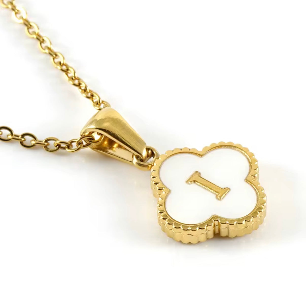 Aura Clover Initial Necklace.