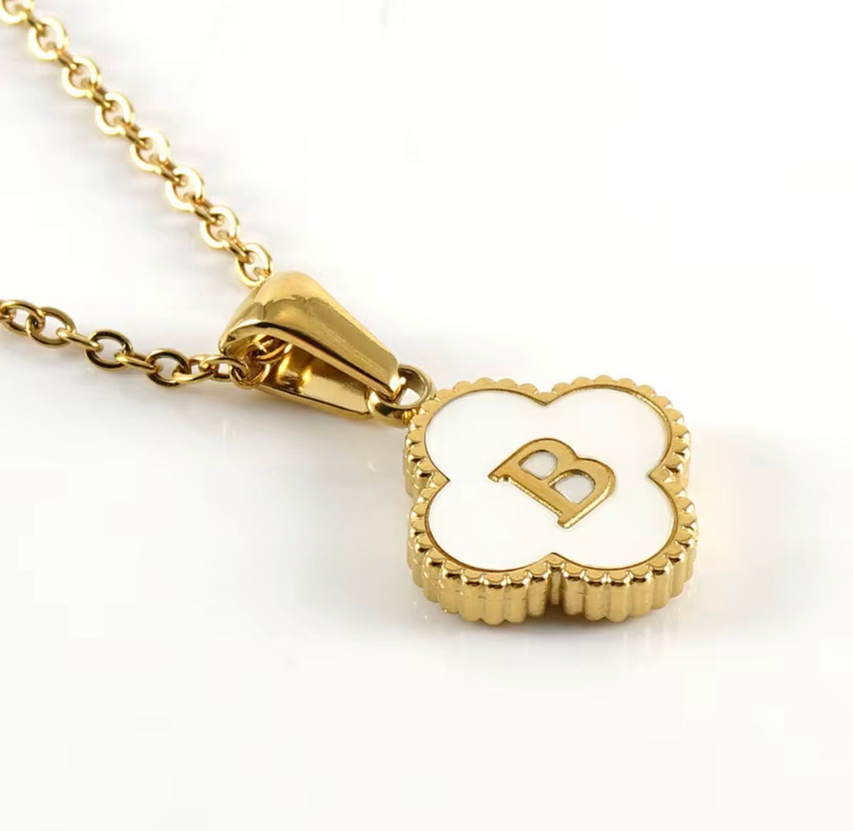 Aura Clover Initial Necklace.