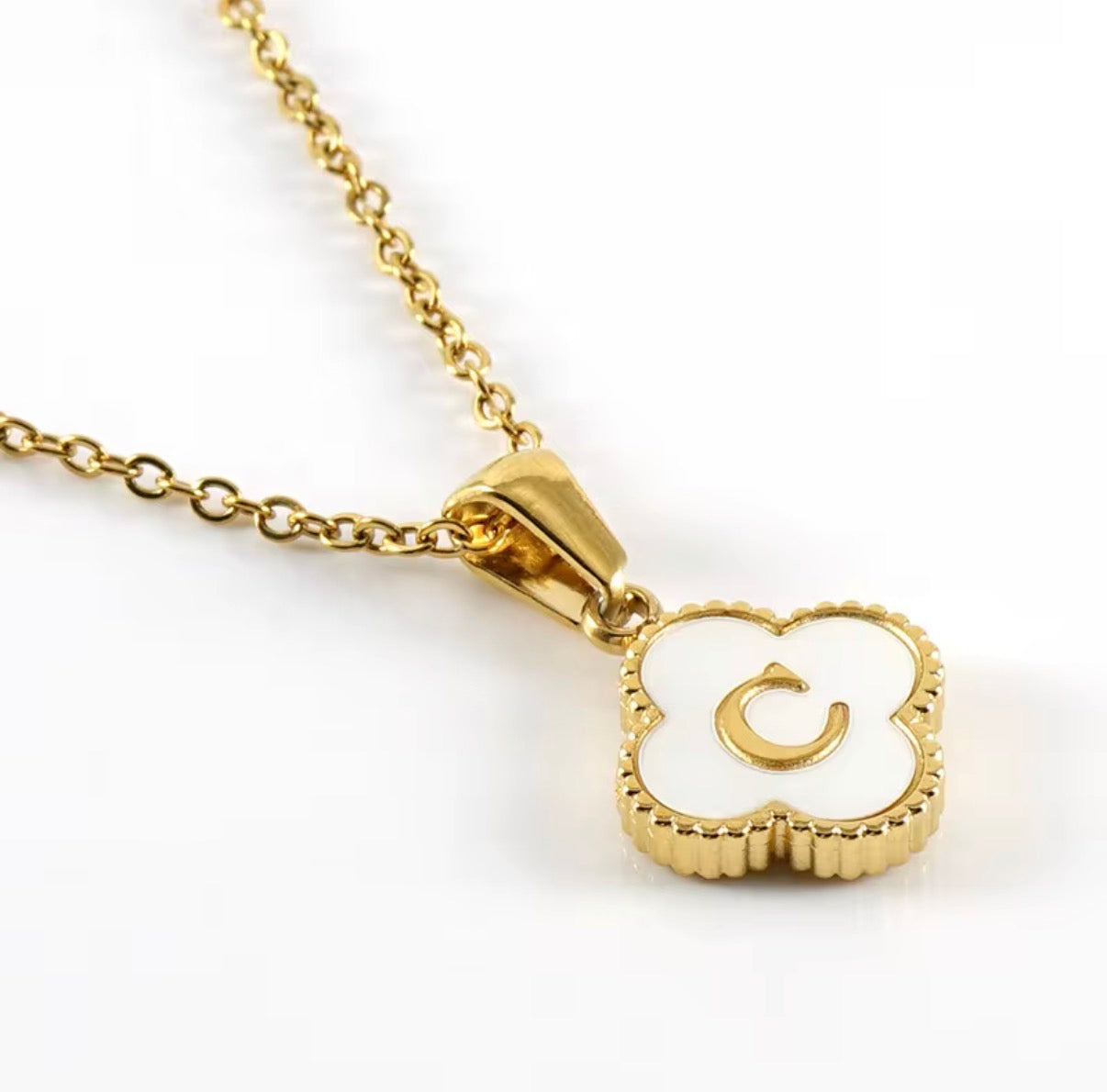 Aura Clover Initial Necklace.