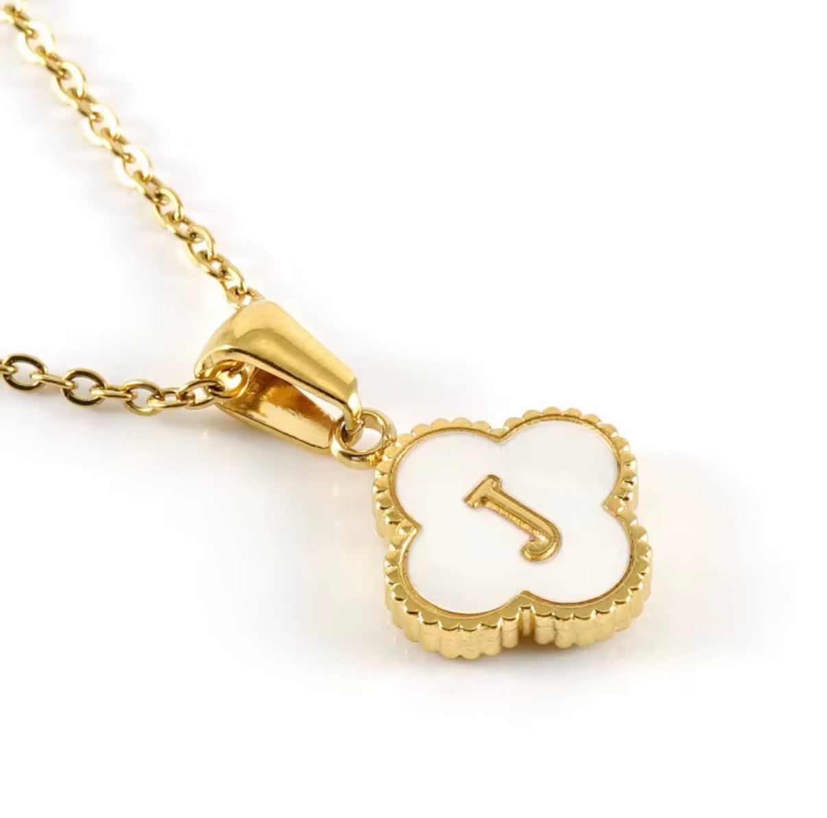 Aura Clover Initial Necklace.