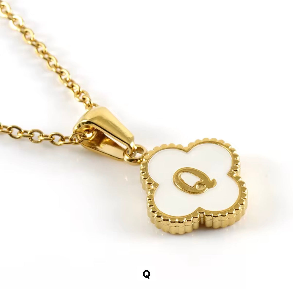 Aura Clover Initial Necklace.