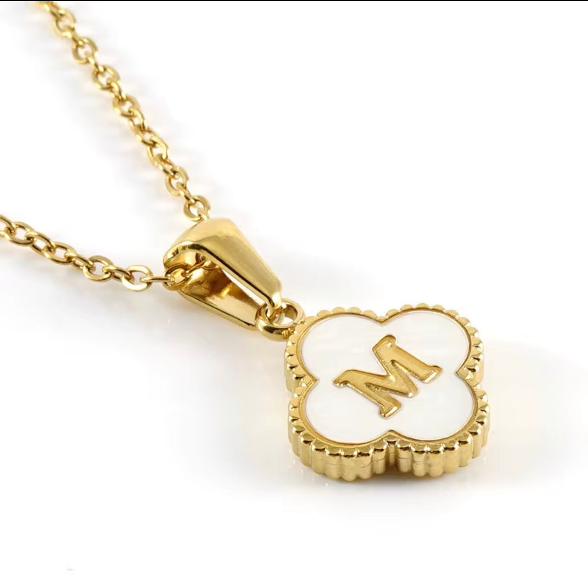 Aura Clover Initial Necklace.