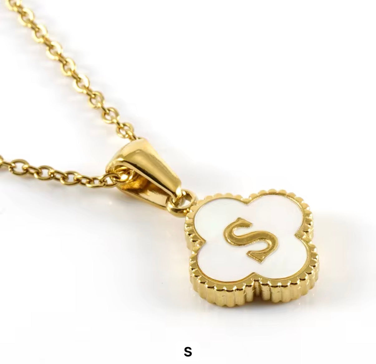 Aura Clover Initial Necklace.