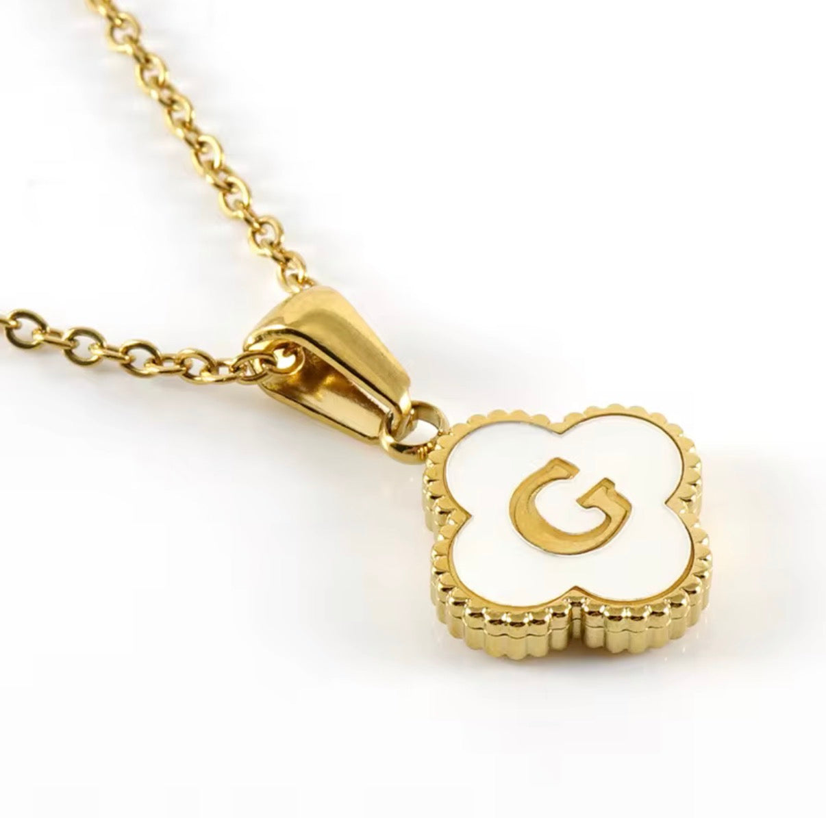 Aura Clover Initial Necklace.