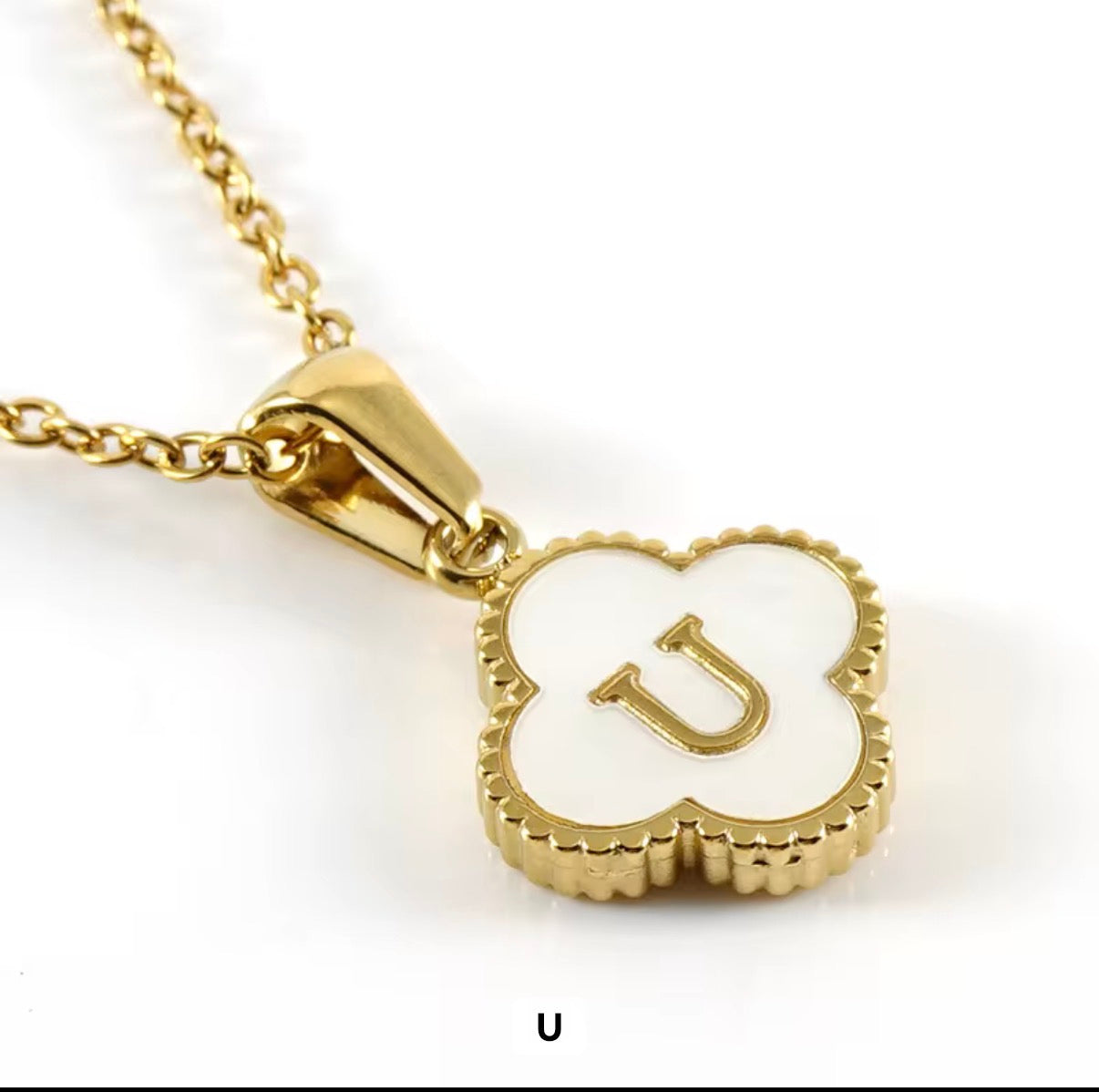 Aura Clover Initial Necklace.