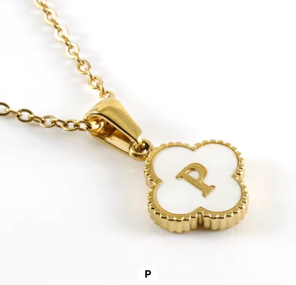 Aura Clover Initial Necklace.
