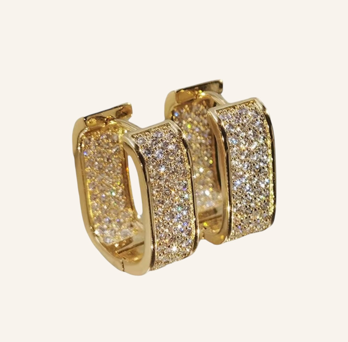 Rectangle Pavé Hoop Earrings