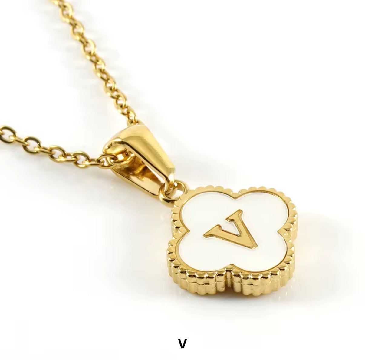 Aura Clover Initial Necklace.