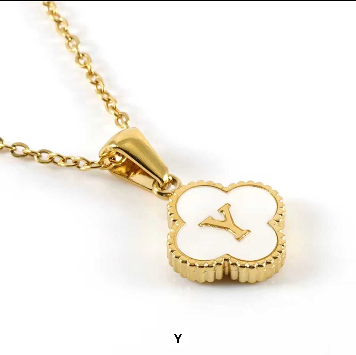 Aura Clover Initial Necklace.