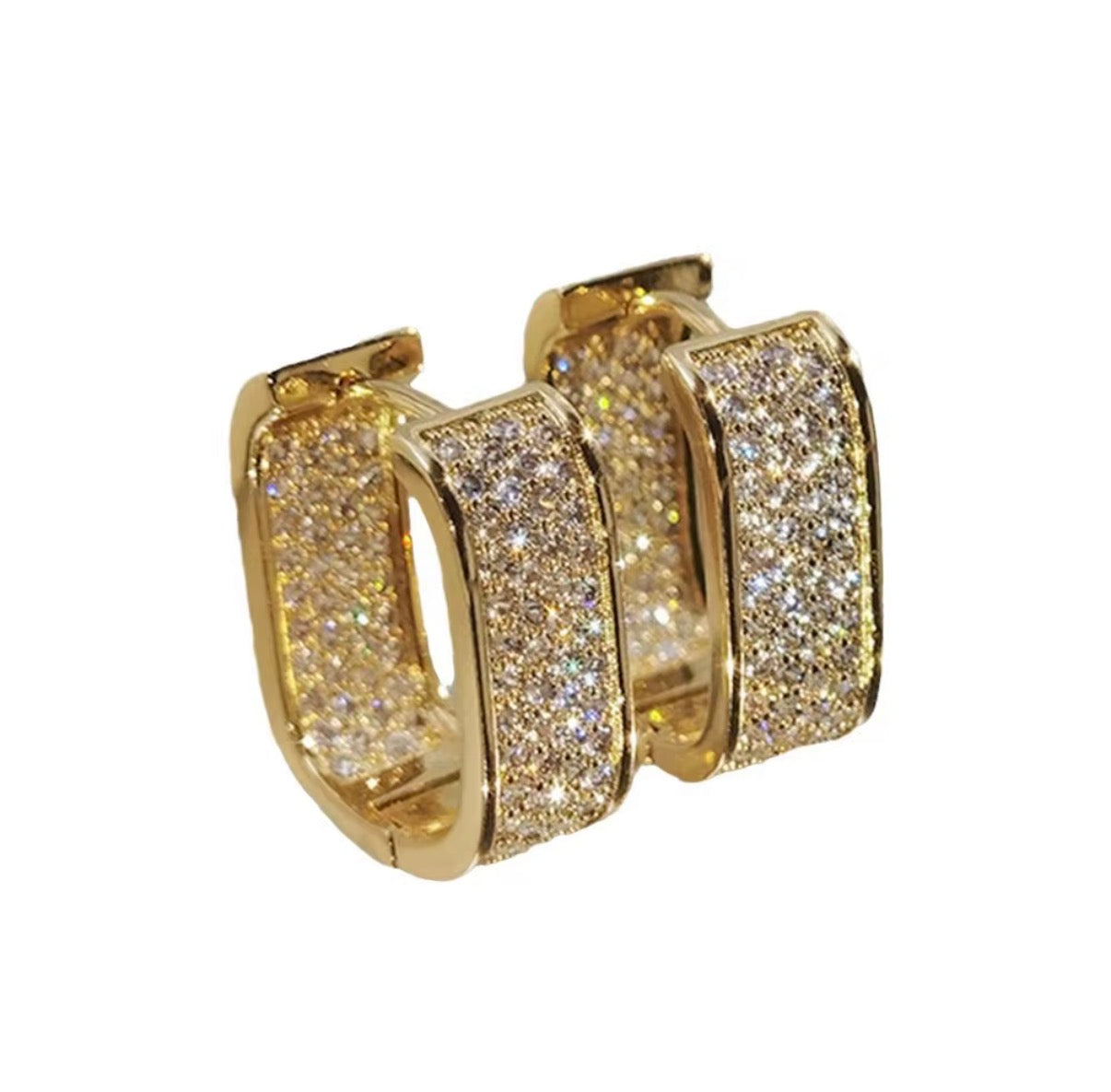 Rectangle Pavé Hoop Earrings