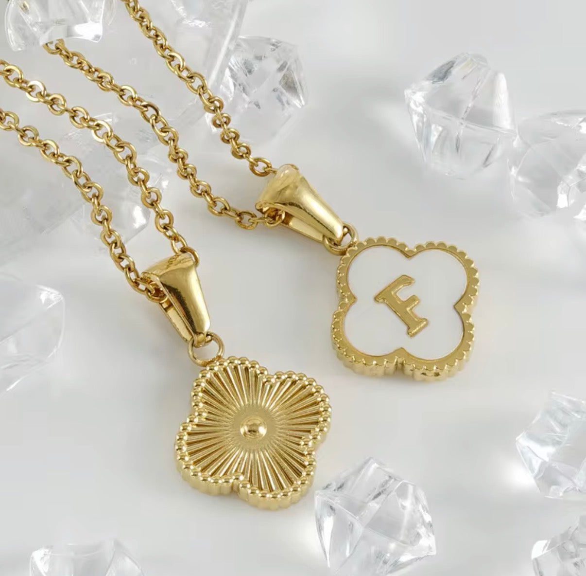 Aura Clover Initial Necklace.