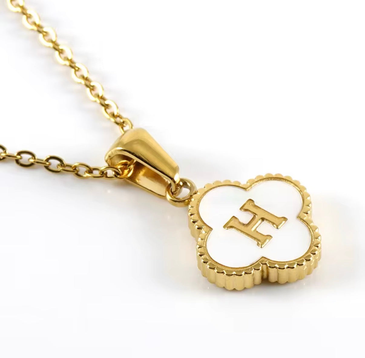 Aura Clover Initial Necklace.