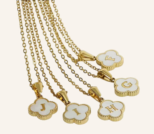 Aura Clover Initial Necklace.