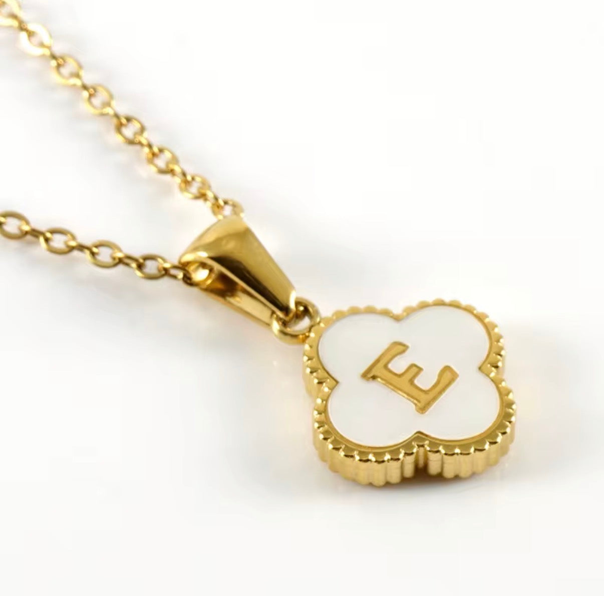 Aura Clover Initial Necklace.