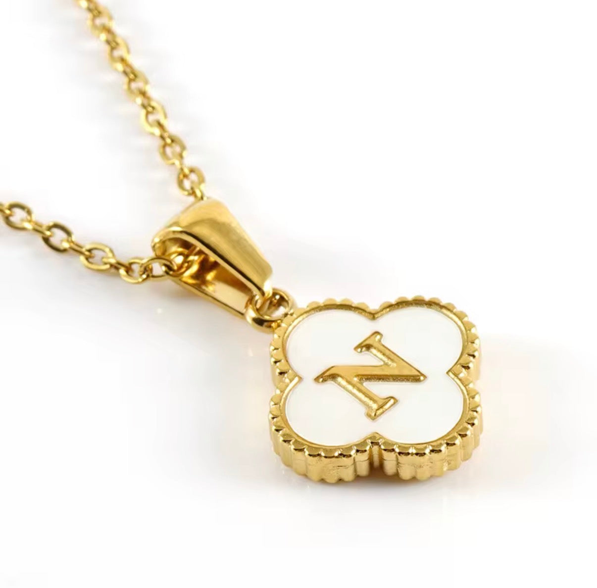 Aura Clover Initial Necklace.