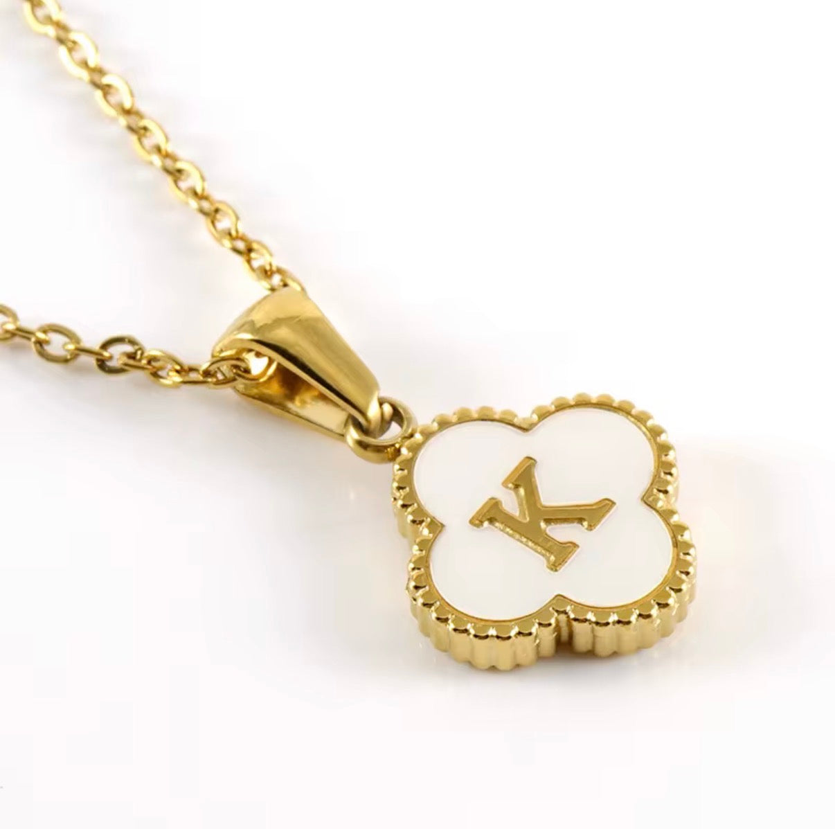 Aura Clover Initial Necklace.
