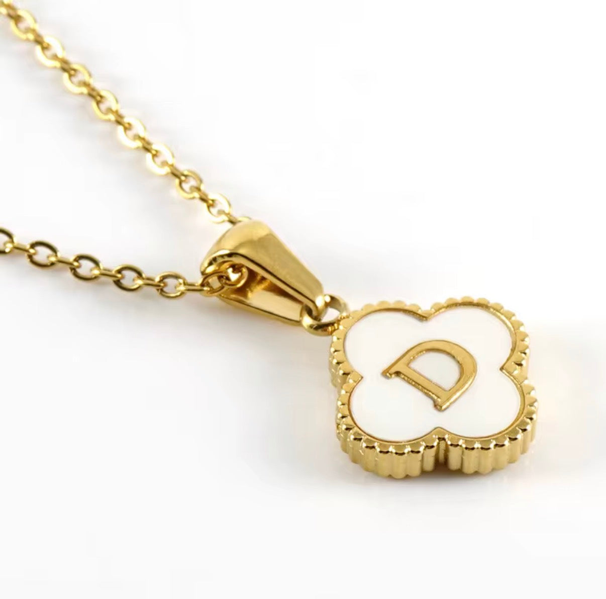 Aura Clover Initial Necklace.