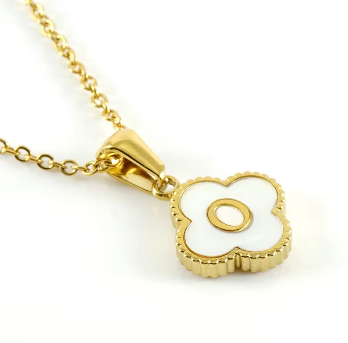 Aura Clover Initial Necklace.