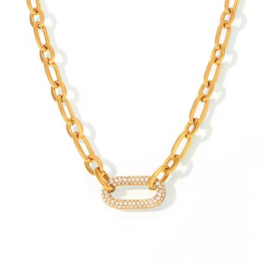 Pavé Oval Link Necklace