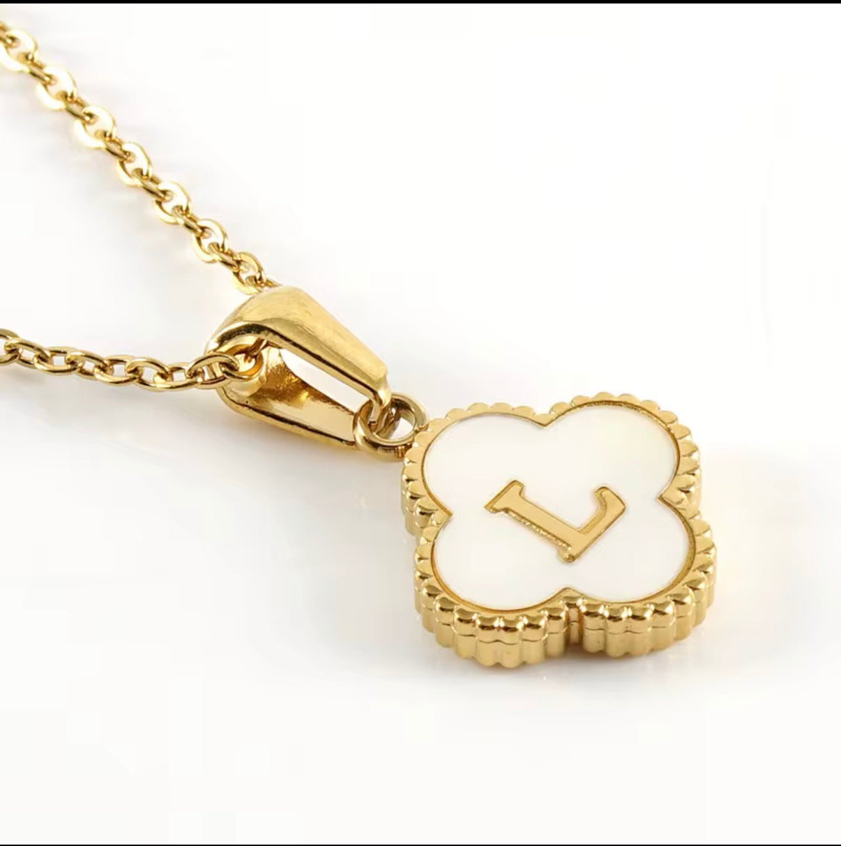 Aura Clover Initial Necklace.