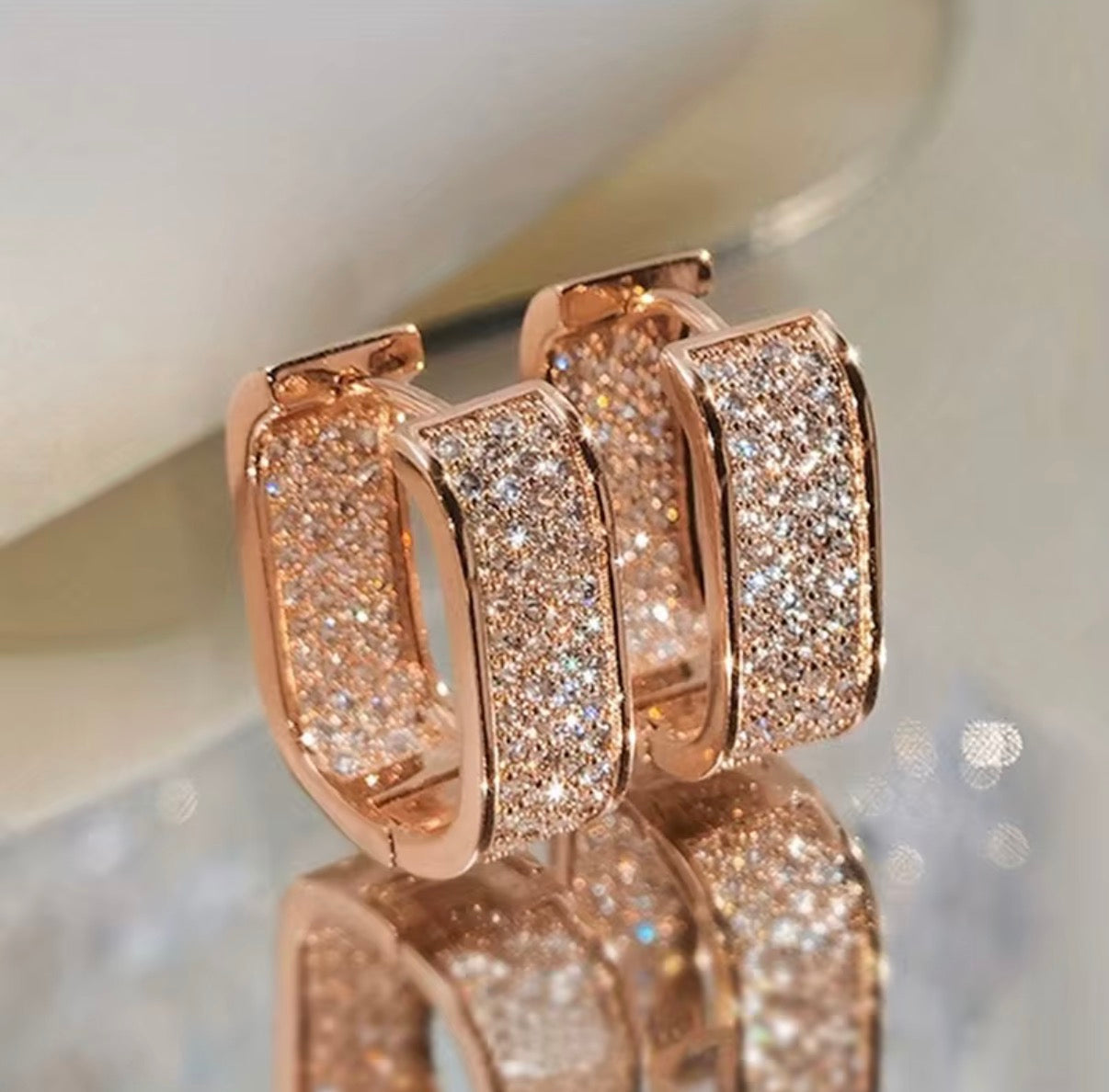 Rectangle Pavé Hoop Earrings