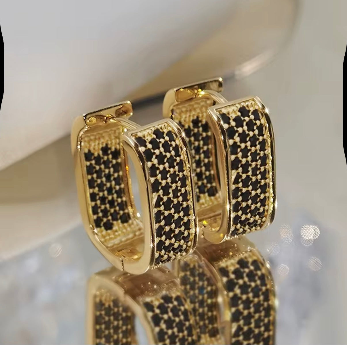 Rectangle Pavé Hoop Earrings