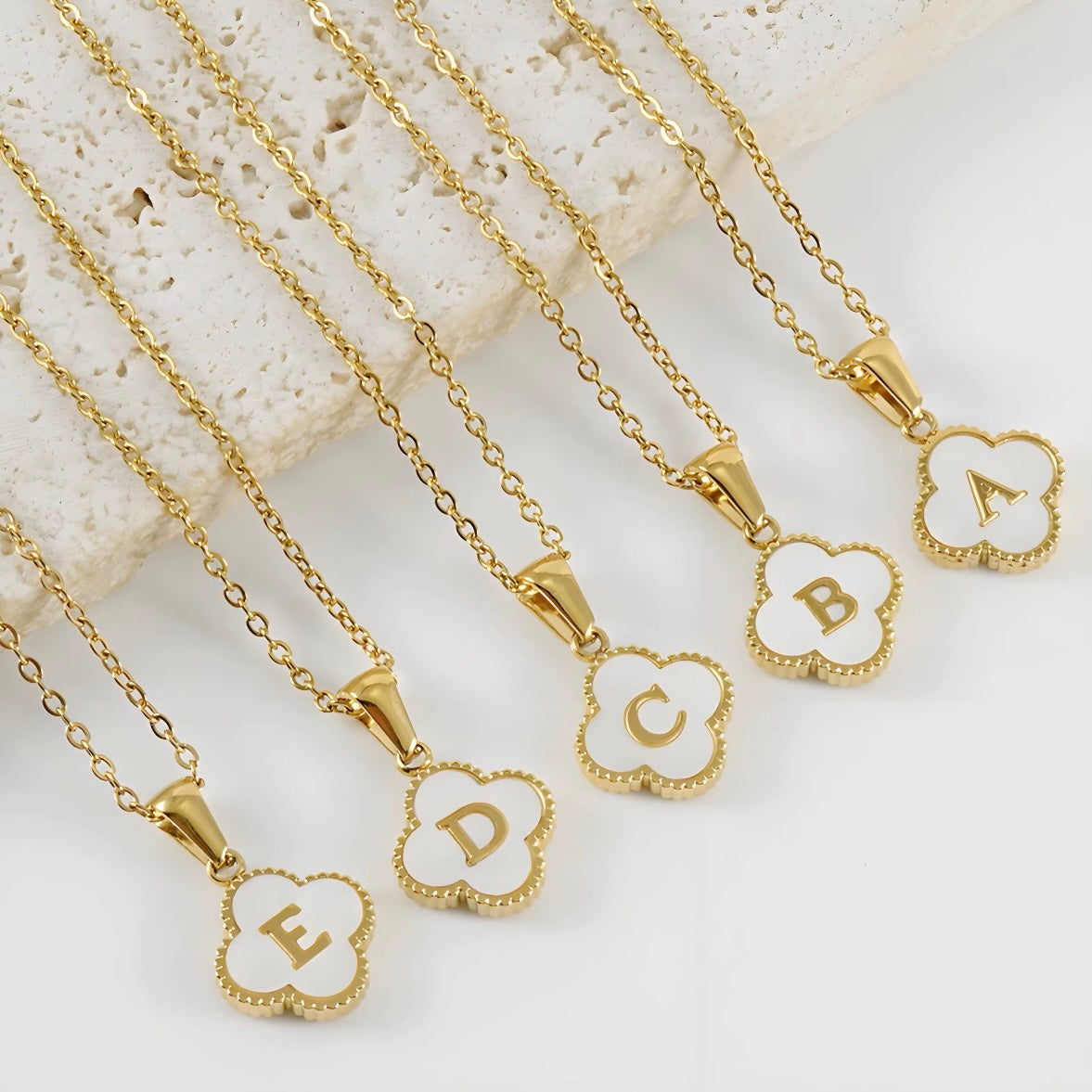Aura Clover Initial Necklace.
