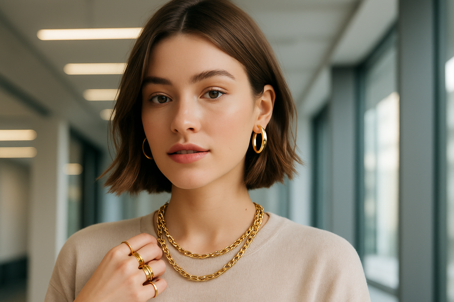 modern girl with jewelry